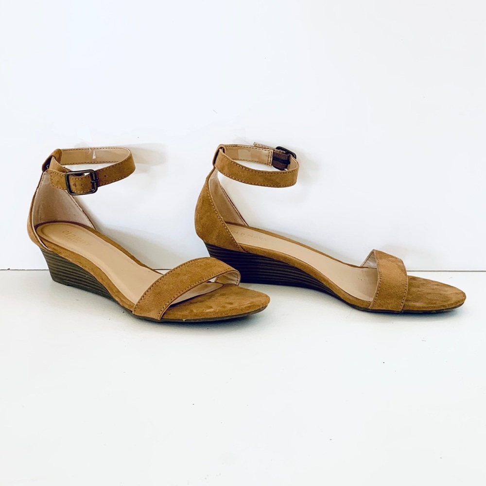 faux suede wedge heel sandal